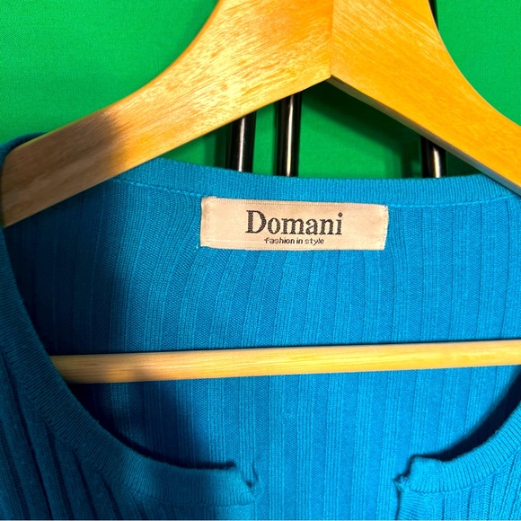 Domani Size M Buttons as Ornament Blue Women  Blouse for Every Day Long Sleeve - Picture 4 of 9